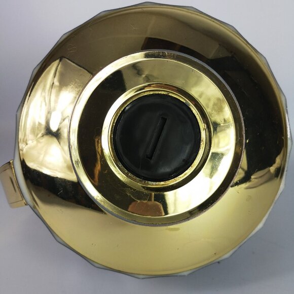 Vintage Insulated Coffee  Carafe Thermal Glass Flask Metallic Blue & Gold Retro - Picture 11 of 16